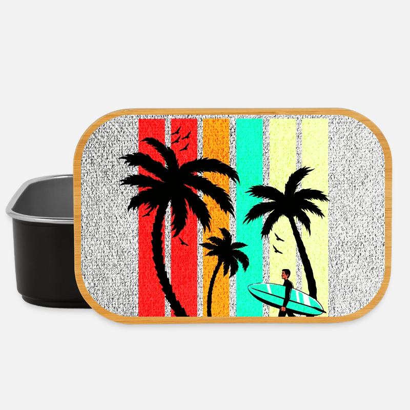 Surf des rayures de plage d’été - Boîte à goûter - noir