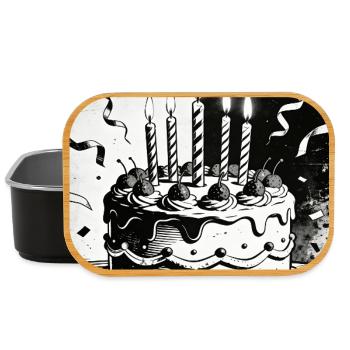 Monochromer Geburtstagskuchen Kerzen - Lunch Box - Schwarz - Vorne