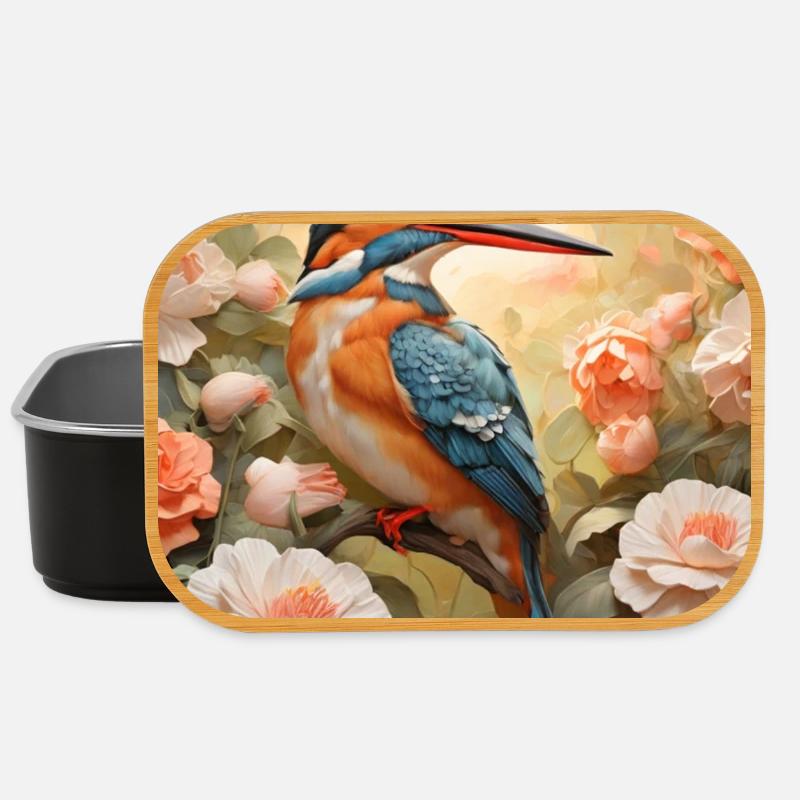 Eisvogel im Blütenmeer - Lunch Box - Schwarz