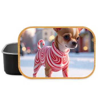 Chihuahua in red swirl sweater - Lunch Box - black - Front