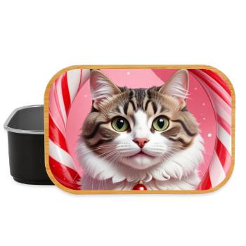Chat de Noël en conception d’anneau de bonbons - Boîte à goûter - noir - Devant