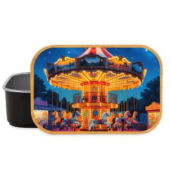 Carrousel nocturne sous la lueur des lumières - Boîte à goûter - noir - Devant