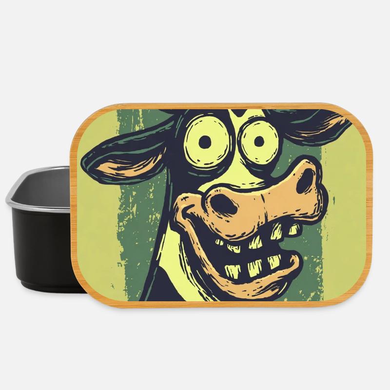Grotesque Cow Comic Caricatures - Lunch Box - black