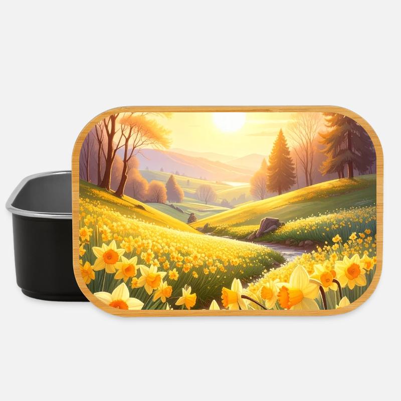 Jonquilles sur une prairie printanière - Boîte à goûter - noir