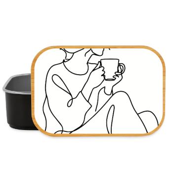 Art de lignes de la pause café - Boîte à goûter - noir - Devant