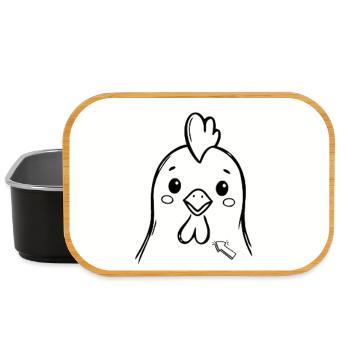 Chick Friend: Minimal Line Drawing - Lunch Box - black - Front