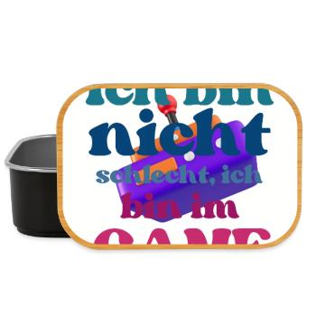 Ich bin im GAME – bunter Spruch - Lunch Box - Schwarz - Vorne