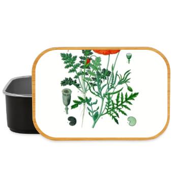 Red poppy in botanical illustration - Lunch Box - black - Front