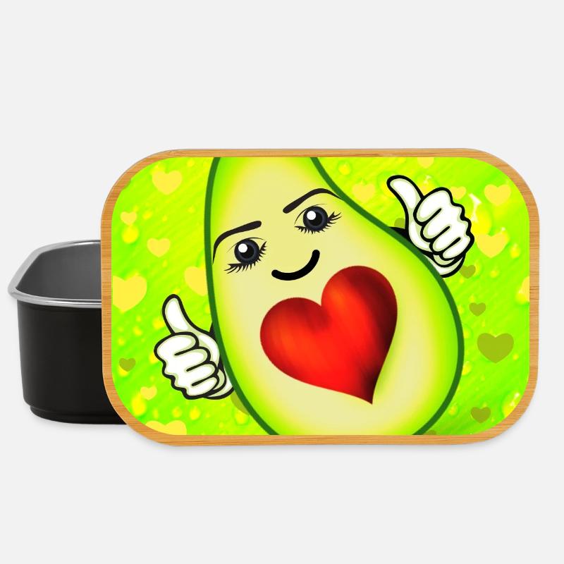 Cute avocado with heart - Lunch Box - black