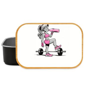 Chill Gym Girl Fitness Illustration - Lunch Box - black - Front