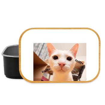 Playful Cat Portrait with Sniffing Detail - Lunch Box - black - Front