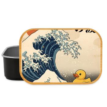 Japan Large Wave of Hokkaido Style Rubber Duck - Lunch Box - black - Front
