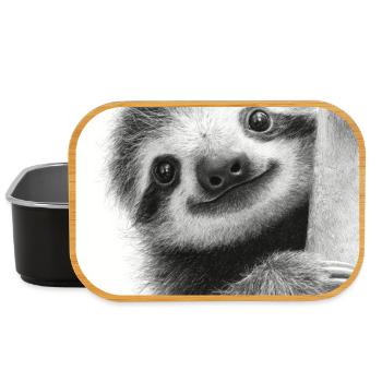 Cute Pencil Style Sloth Black White - Lunch Box - black - Front
