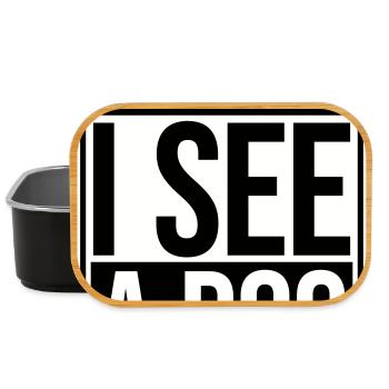 Hold On I See A Dog Hund Lustig Abgelenkt Spruch - Lunch Box - Schwarz - Vorne