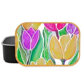 EG Fleurs I Tulipes I Flowers I Holland I vacances - Boîte à goûter - noir - Devant