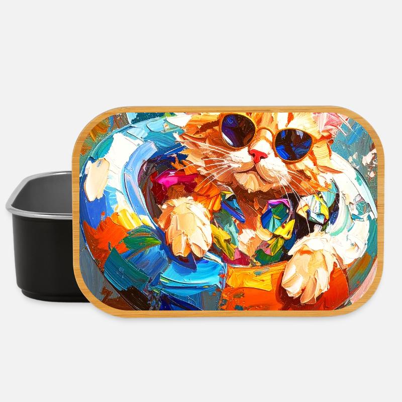 Chat cool dans un anneau de natation coloré - Boîte à goûter - noir