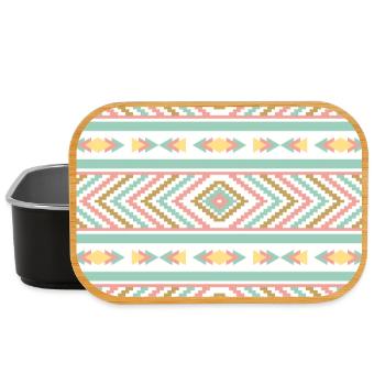 Stilvoller Boho Vibe Tribal Pastell Geometrie  - Lunch Box - Schwarz - Vorne
