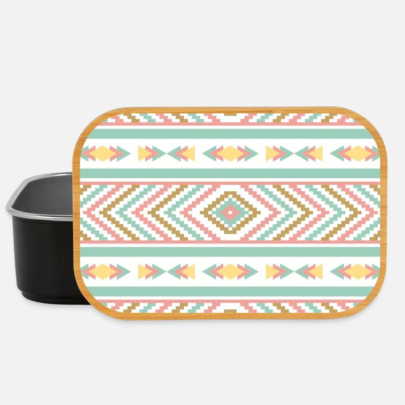 Stylish Boho Vibe Tribal Pastel Geometry - Lunch Box - black