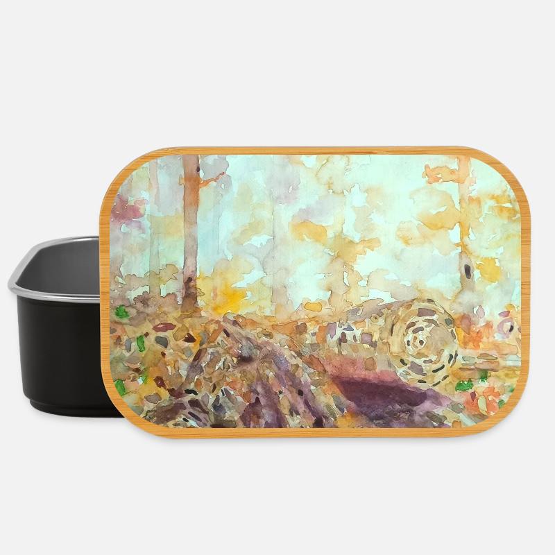 Wald-Aquarelllandschaft im Herbst - Lunch Box - Schwarz