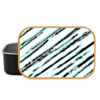 Diagonal turquoise texture - Lunch Box - black - Front