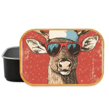 Reindeer Deer Antlers Reindeer Vintage Christmas - Lunch Box - black - Front