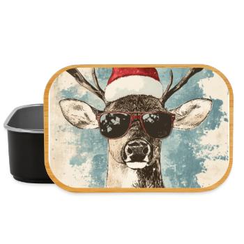 Reindeer Deer Antlers Reindeer Vintage Christmas - Lunch Box - black - Front