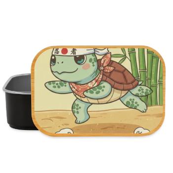 Kawaii Kampfkunst Schildkröte - Lunch Box - Schwarz - Vorne