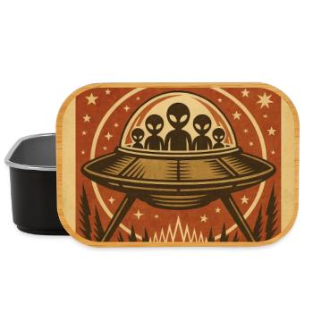 Alien UFO Vintage Poster - Lunch Box - black - Front