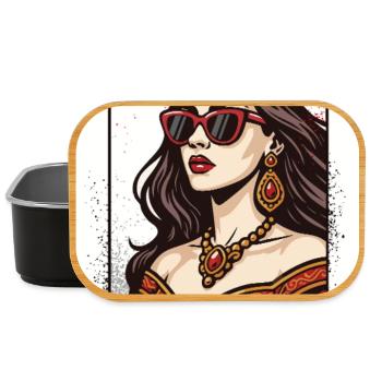 Queen Heart Card Matching Valentine Love Couple - Lunch Box - black - Front