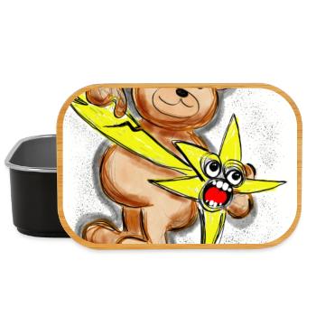 Verspielter Bären- und Sternen-Motiv - Lunch Box - Schwarz - Vorne