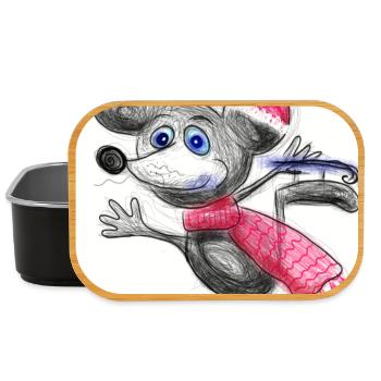 Festliche Maus mit Weihnachtsmütze - Lunch Box - Schwarz - Vorne