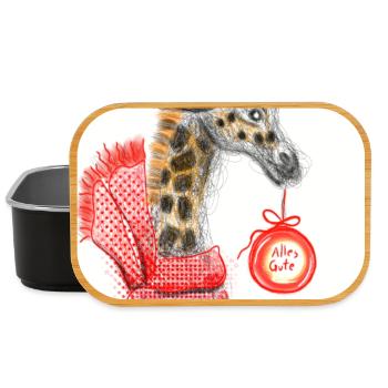Fröhlicher Giraffe Weihnachtsgruß - Lunch Box - Schwarz - Vorne