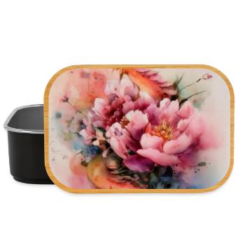 Dragon Aquarelle et Fleurs - Boîte à goûter - noir - Devant