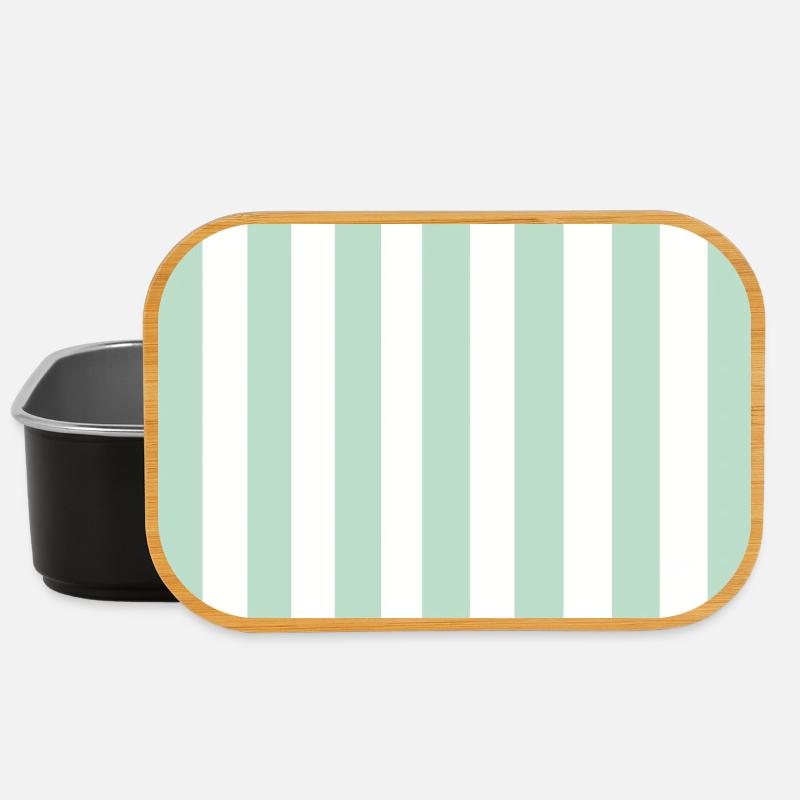 Stripes - green, white, personalizable - Lunch Box - black