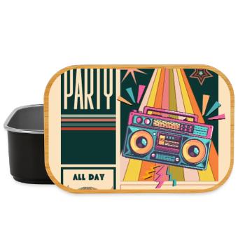 Retro Party Boombox Neon - Lunch Box - black - Front