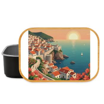 Kroatische Küstenidylle Sonnenuntergang - Lunch Box - Schwarz - Vorne