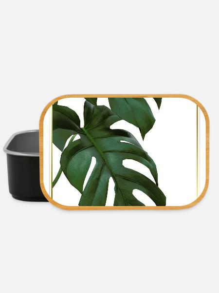 Monstera Tropical Leaves in Gold Frame - Lunch Box - black