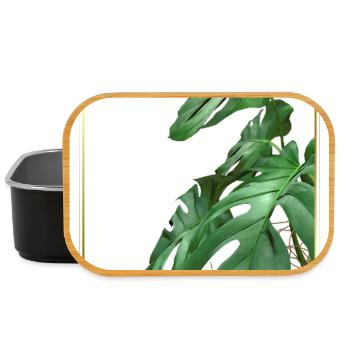 Monstera leaves in gold frame - Lunch Box - black - Front