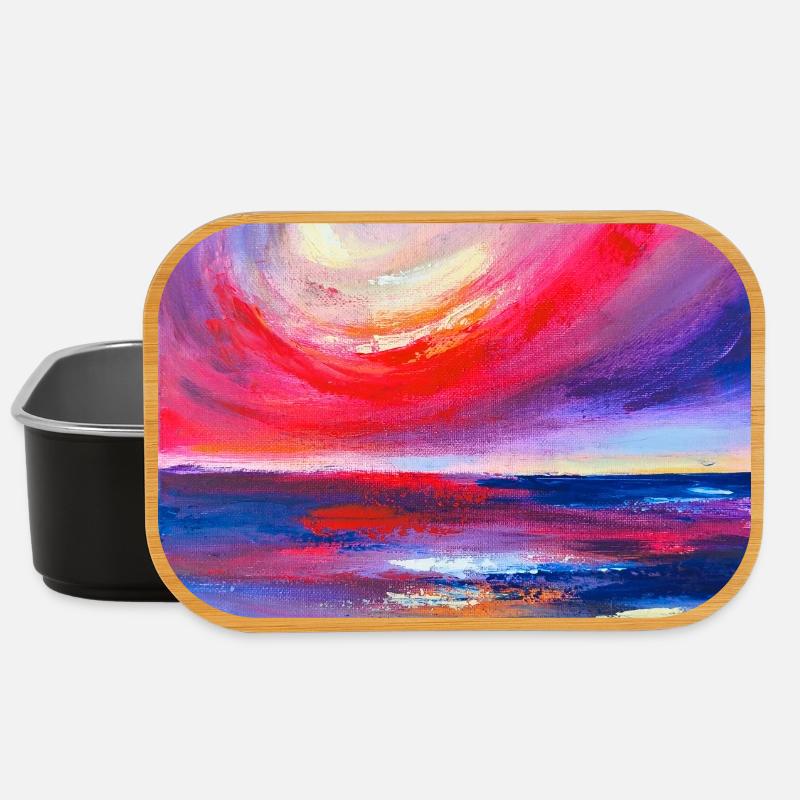 Vibrant Sunrise Seascape Artwork - Lunch Box - black
