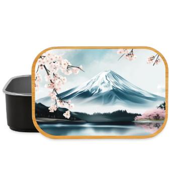 Mount Fuji and cherry blossoms - Lunch Box - black - Front