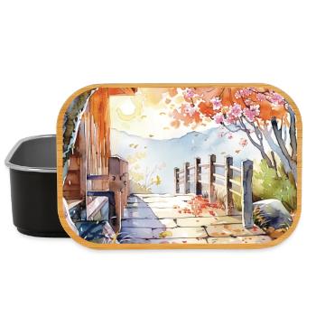 Floral path in watercolor - Lunch Box - black - Front