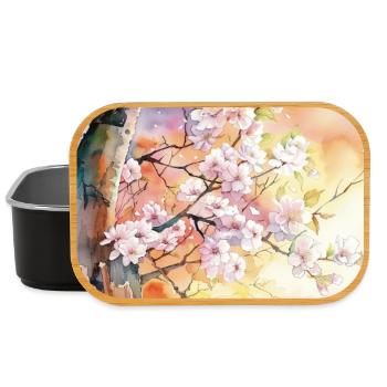 Cherry trees in Aube Watercolor - Lunch Box - black - Front