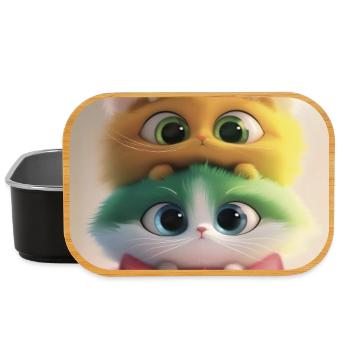 Chats peluche arc en ciel empilés - Boîte à goûter - noir - Devant