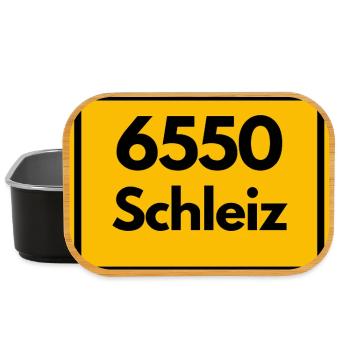 Alte Postleitzahl 6550 Schleiz, Thüringen, PLZ - Lunch Box - Schwarz - Vorne