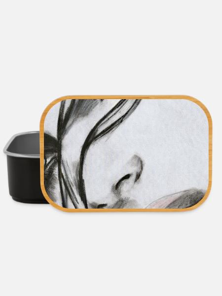 Schöne Frau Portrait – Realistische Skizze - Lunch Box - Schwarz
