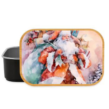 Weihnachts-Aquarell: Weihnachtsmann und Pakete - Lunch Box - Schwarz - Vorne