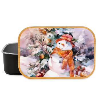 Schneemann-Aquarell Weihnachten - Lunch Box - Schwarz - Vorne