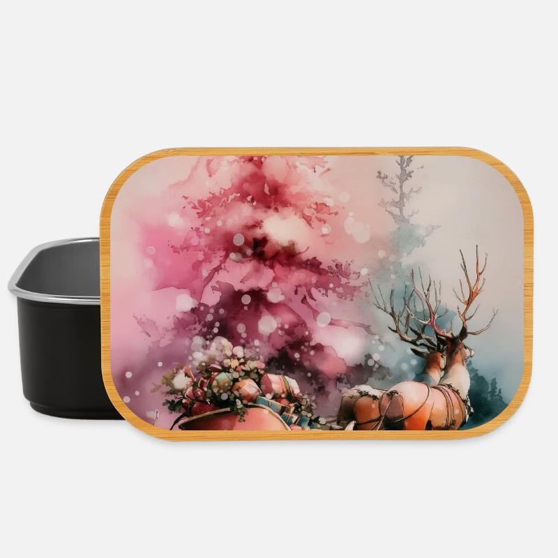 Pastel Christmas Sleigh - Lunch Box - black
