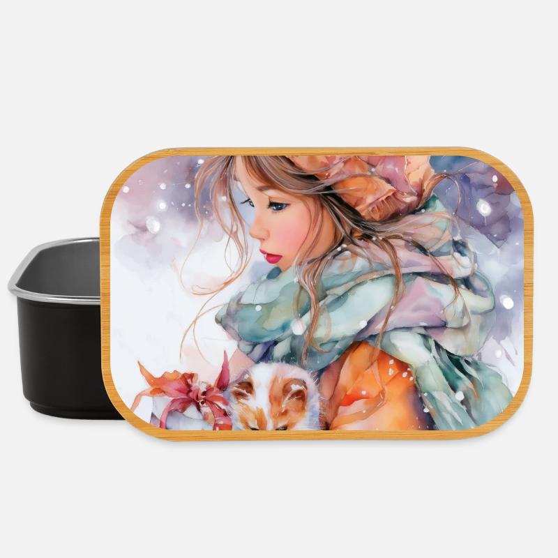 Watercolor Winter Whimsy - Lunch Box - black