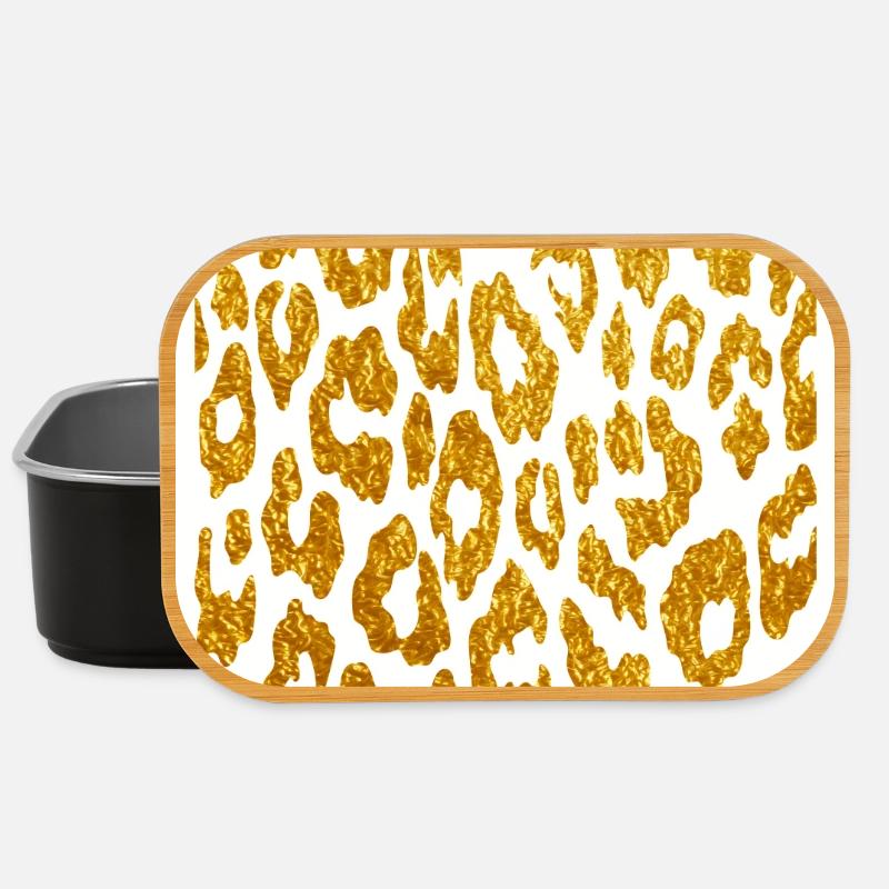 Leopardenfell in Gold, Leopard - Lunch Box - Schwarz